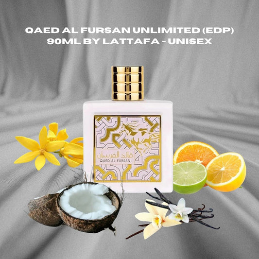 Lattafa QAED AL FURSAN UNLIMITED WHITE perfume, for Unisex, Premium quality Dubai Arabic fragrance edp - 100 ml