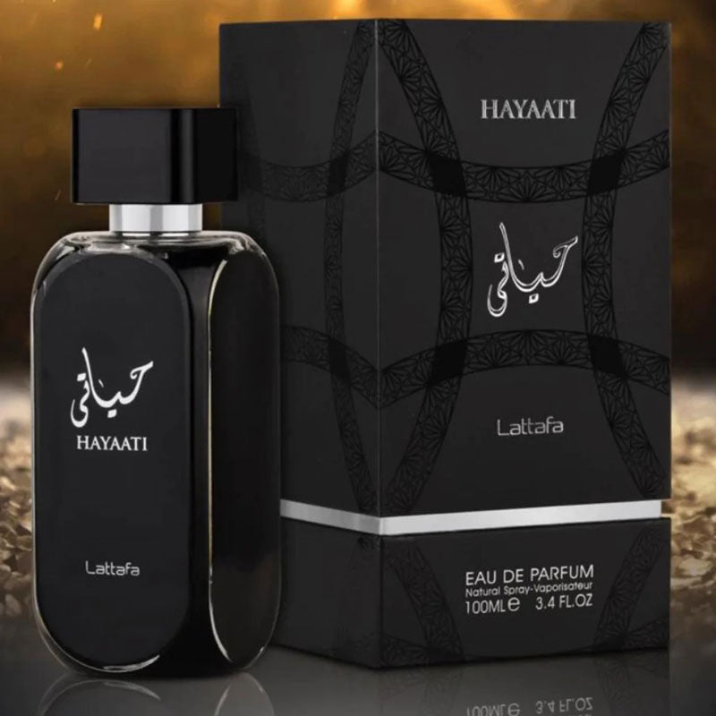 Lattafa HAYAATI Black, 100 ml unisex EDP perfume for men and women, Arabic Dubai Fragrance