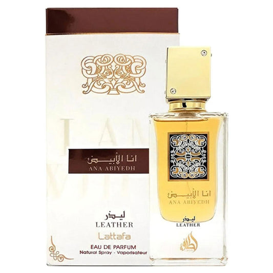 Lattafa ANA ABIYEDH Leather, 60 ml unisex EDP perfume for men and women, Arabic Dubai Fragrance