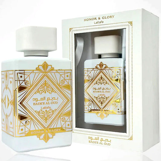 Lattafa BADEE AL OUD HONOR AND GLORY WHITE, 100 ml edp for Men & Women, original arabic perfume spray